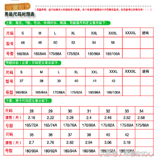 男士xl是多大尺碼褲子,身高體重尺碼對照表,xl是多大尺碼褲子