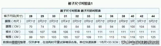 女生褲子xl是多大尺碼,褲子尺碼對照表圖,褲子xl是多大尺碼